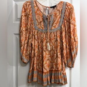 🥳3 for $10 Rachel Zoe Orange and Blue Paisley Blouse